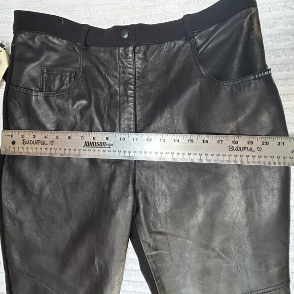 New Escalade Paris Womens High Rise Black Leather/Fabric Pants XL Elastic Waist - Picture 7 of 10